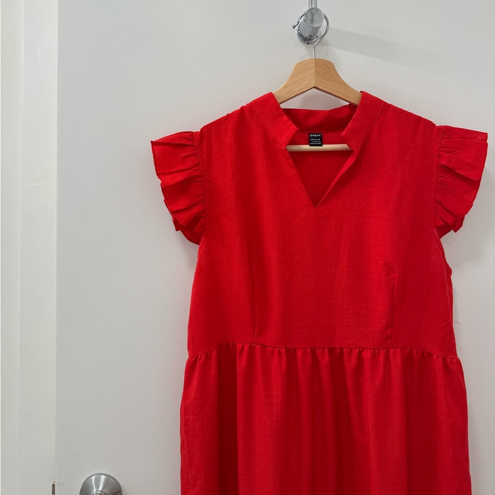 TIERED DRESS WITH RUFFLE SLEEVES - Picture 4 of 4